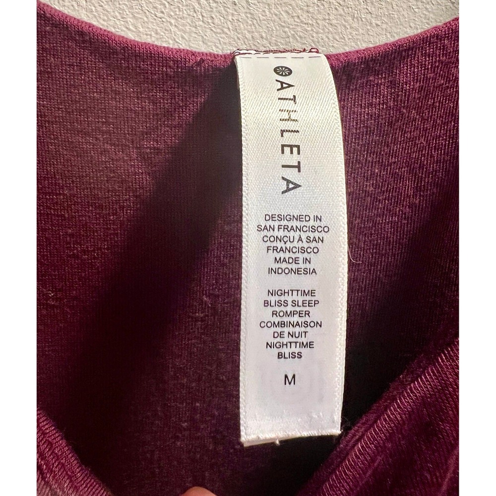Athleta Nighttime Bliss Sleep Romper Womens M Burgundy Jersey Sleeveless Romper